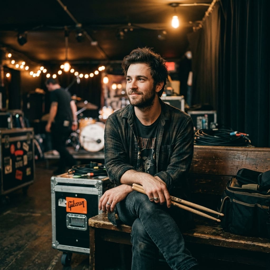 Backstage drummer